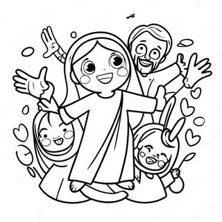 Happy Children With Jesus Coloring Page 26604-21358