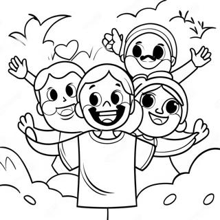 Happy Children With Jesus Coloring Page 26604-21359