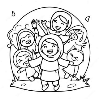 Happy Children With Jesus Coloring Page 26604-21360