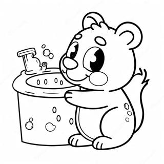 Cute Animal Hand Washing Coloring Page 26714-21457