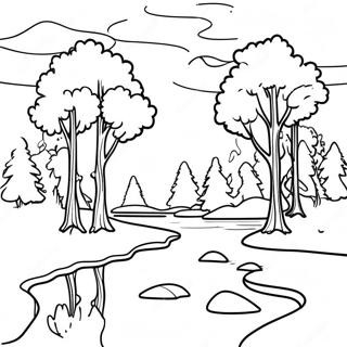 Calm River With Trees Coloring Page 26784-21502