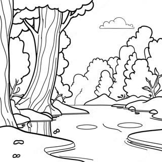 Calm River With Trees Coloring Page 26784-21503