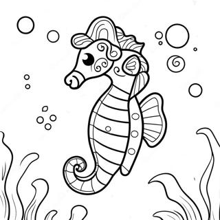 Cute Seahorse Swimming Coloring Page 2687-2186