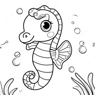 Cute Seahorse Swimming Coloring Page 2687-2188