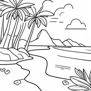 Aloha Beach Scene Coloring Page 26883-21580