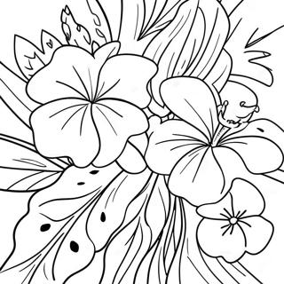 Tropical Aloha Flowers Coloring Page 26884-21582