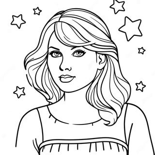 Taylor Swift In Starry Night Sky Coloring Page 26974-21654