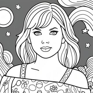 Taylor Swift In Starry Night Sky Coloring Page 26974-21655