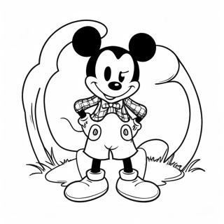 Vintage Hipster Mickey Mouse Coloring Page 26984-21658