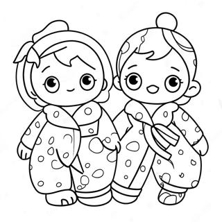 Cute Pajama Party Coloring Page 27003-21680