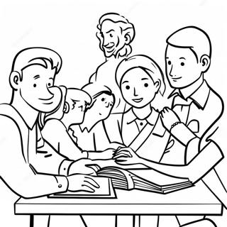 Diverse Friends Working Together Coloring Page 27014-21682