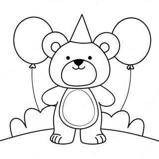 Cute Kawaii Bear With Balloons Coloring Page 27074-21731