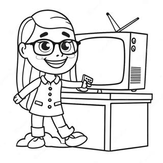 Cheerful Tv Woman With A Remote Coloring Page 27094-21745