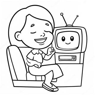 Cheerful Tv Woman With A Remote Coloring Page 27094-21748