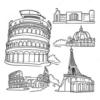 Beautiful European Landmarks Coloring Page 27124-21781