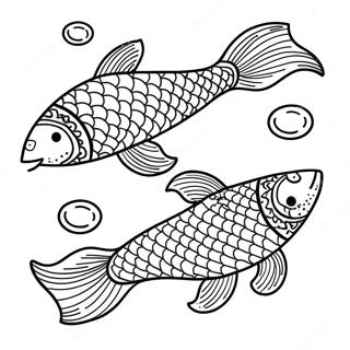 Elegant Koi Fish Swimming Coloring Page 27184-21821