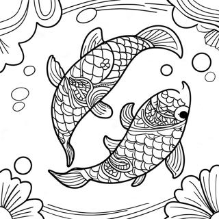 Elegant Koi Fish Swimming Coloring Page 27184-21824