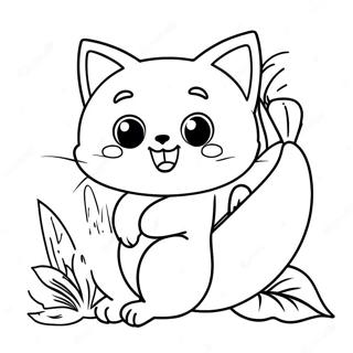 Playful Banana Cat Coloring Page 27314-21923