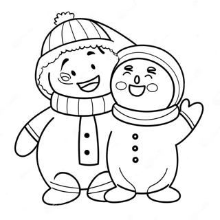 Happy Eskimo With A Snowman Coloring Page 27434-22005