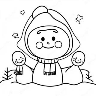 Happy Eskimo With A Snowman Coloring Page 27434-22006