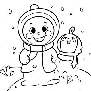 Happy Eskimo With A Snowman Coloring Page 27434-22007