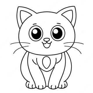 Cute Kawaii Cat With Big Eyes Coloring Page 27444-22017