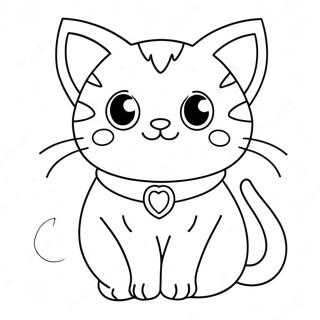 Cute Kawaii Cat With Big Eyes Coloring Page 27444-22018