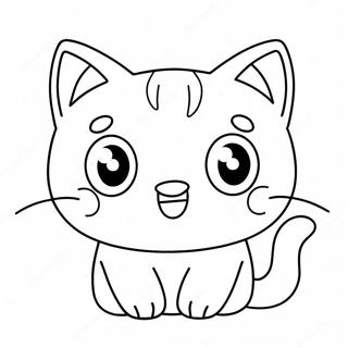 Cute Kawaii Cat With Big Eyes Coloring Page 27444-22019