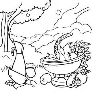 Colorful Shavuot Harvest Scene Coloring Page 27464-22026