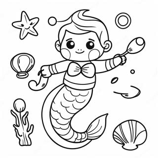 Colorful Merman With Shells Coloring Page 27484-22043