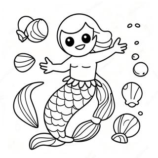 Colorful Merman With Shells Coloring Page 27484-22044