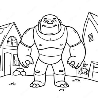 Friendly Iron Golem In Village Coloring Page 27504-22063