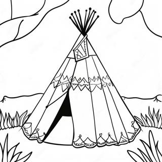 Colorful Teepee In Nature Coloring Page 27544-22089