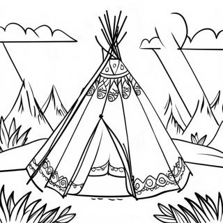 Colorful Teepee In Nature Coloring Page 27544-22090