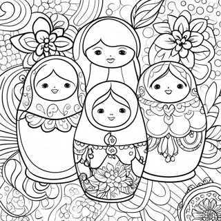 Traditional Russian Matryoshka Dolls Coloring Page 27554-22097