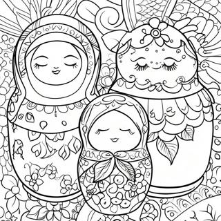 Traditional Russian Matryoshka Dolls Coloring Page 27554-22099