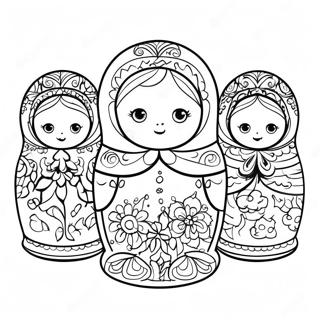 Traditional Russian Matryoshka Dolls Coloring Page 27554-22100