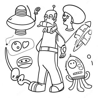 Futurama Characters In Space Coloring Page 27574-22113