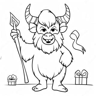 Krampus With Christmas Tree Coloring Page 27584-22123