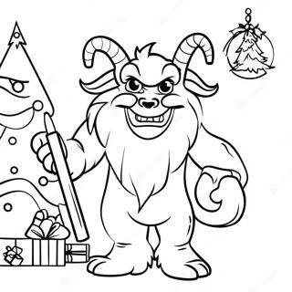 Krampus With Christmas Tree Coloring Page 27584-22124