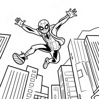 Miles Morales Swinging Through The City Coloring Page 27604-45625