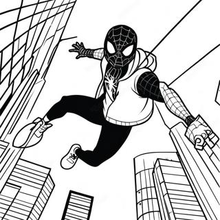 Miles Morales Swinging Through The City Coloring Page 27604-45626