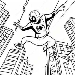 Miles Morales Swinging Through The City Coloring Page 27604-45627