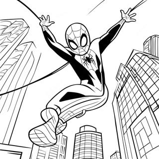 Miles Morales Swinging Through The City Coloring Page 27604-45628