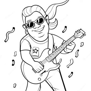 Cool Rockstar With Electric Guitar Coloring Page 27624-22149