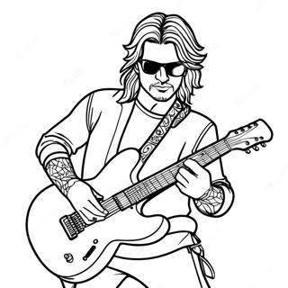 Cool Rockstar With Electric Guitar Coloring Page 27624-22150