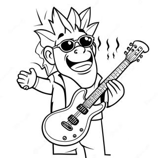 Cool Rockstar With Electric Guitar Coloring Page 27624-22152