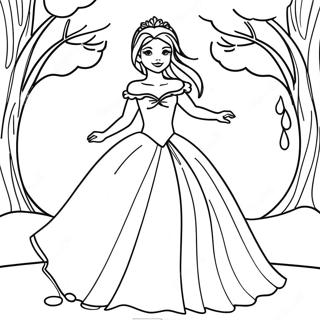 Elegant Snow Princess In A Sparkling Dress Coloring Page 27664-22181