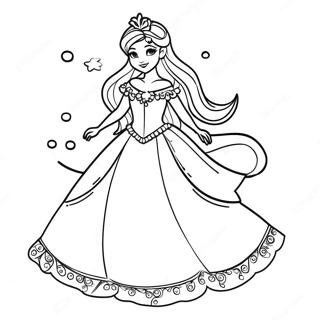 Elegant Snow Princess In A Sparkling Dress Coloring Page 27664-22184