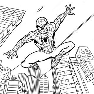 Spider Man Swinging Through City Coloring Page 27694-22205